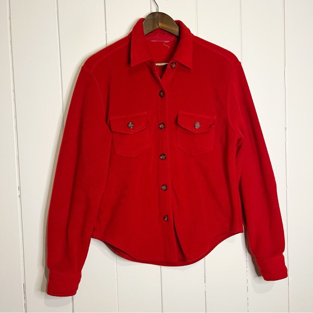 Vintage Red Fleece Button Up Shacket.